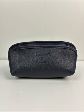 Shinola Detroit X Flagship Navy Pebble  Faux Leather Zip Pouch Toiletry Bag